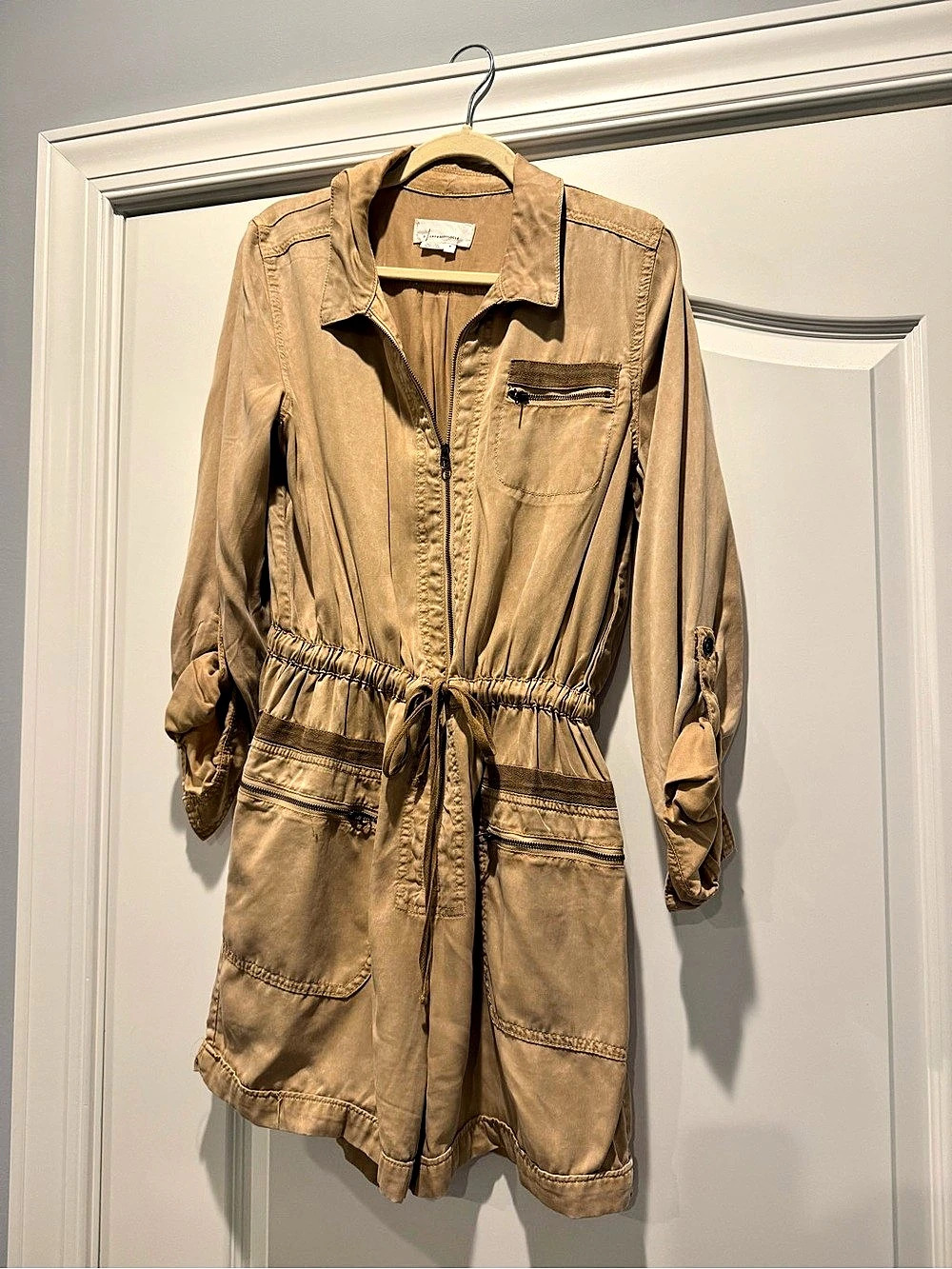 Anthropologie Utility Romper in Brown Size Medium Like New